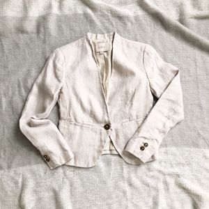 LOFT Petite Herringbone Linen Blazer